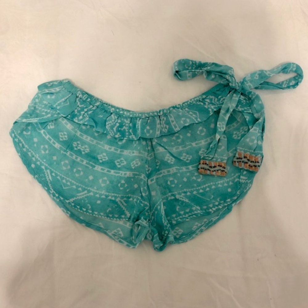 Rip Curl Cover-Up Shorts w/ Tie (Turquoise&White)